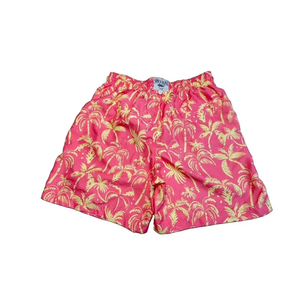 Spicy Tuna Men's Tropical Pink & Yellow Swim Trunks Size SMALL.  EUC